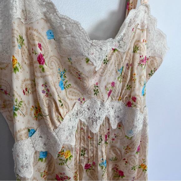 Spell Sz M Fleur Maxi Slip Lace Dress in Macaroon Floral Paisley - Picture 4 of 7